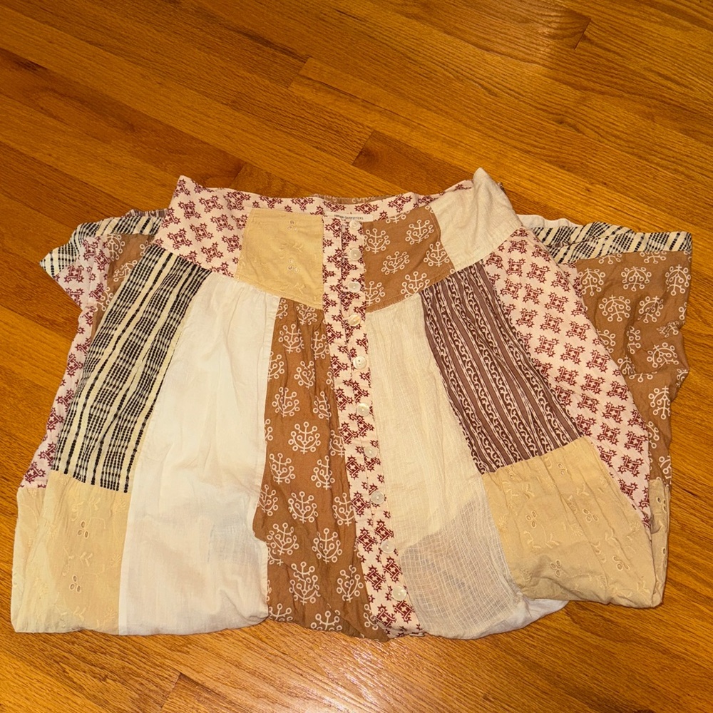 Urban Outfitters Patchwork Maxi Skirt - Brown, Cream, Red
